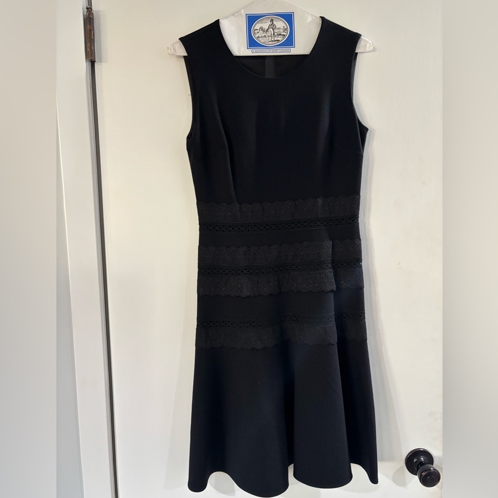 Kobi Halperin Black Lace Trim Midi Dress